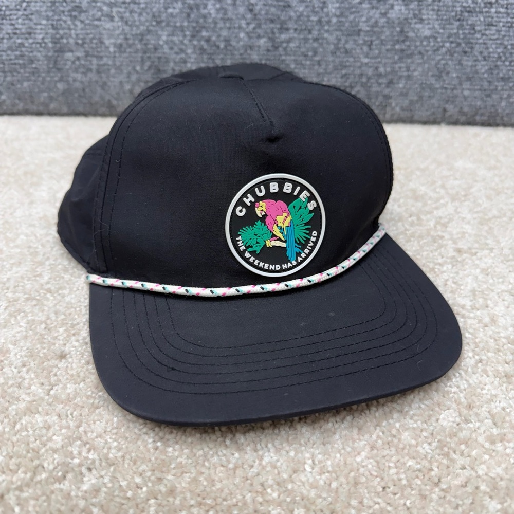 Chubbies Black hat cap snapback rope nylon adjustable weekend has arrived mens